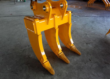 Yellow Multi Ripper Bucket Three Shank Leg Komatsu PC200 Material Recyling Purpose