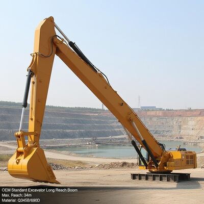 OEM Standard Excavator Long Reach Boom with 34meters Maximum Reach and Q345B/Q690D Material for Heavy-Duty Dredging
