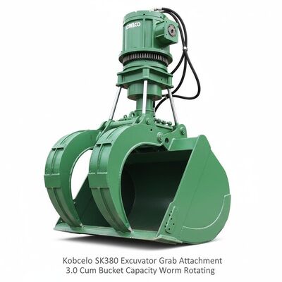 Kobelco SK380 Excavator Grab Attachment 3.0 Cum Bucket Capacity Worm Rotating