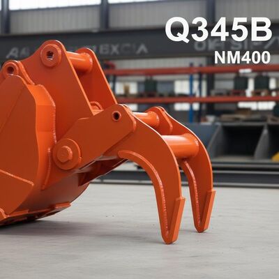 Q345B NM400 Excavator Thumb Grab Hitachi Orange Color 990Mm Bucket Width