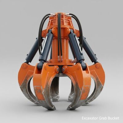 Excavator Rotating Orange Peel Grab Bucket With High Performance 5pcs Hydraulic Cylinder
